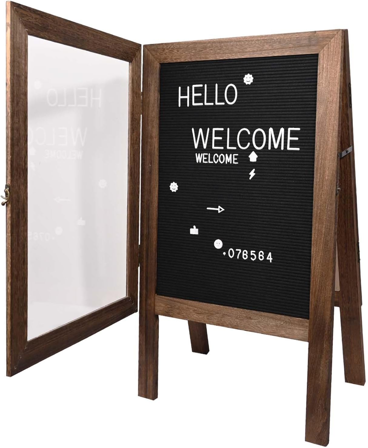 AIWFL 36x20 Inch Double Sided Display Felt Letter Board with Changeable Letters Numbers, Large Wooden Menu Board, Stand A-Frame Felt Letter Board with Acrylic Panels, for Outdoor Restaurant Shop