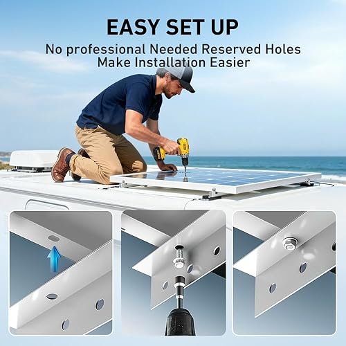 Miniatura 7 de DOKIO Panel solar monocristalino de 100 W y 18 V para carga de batería de 12 V, módulo de vidrio 9BB con marco de aluminio, conector MC4, agujeros