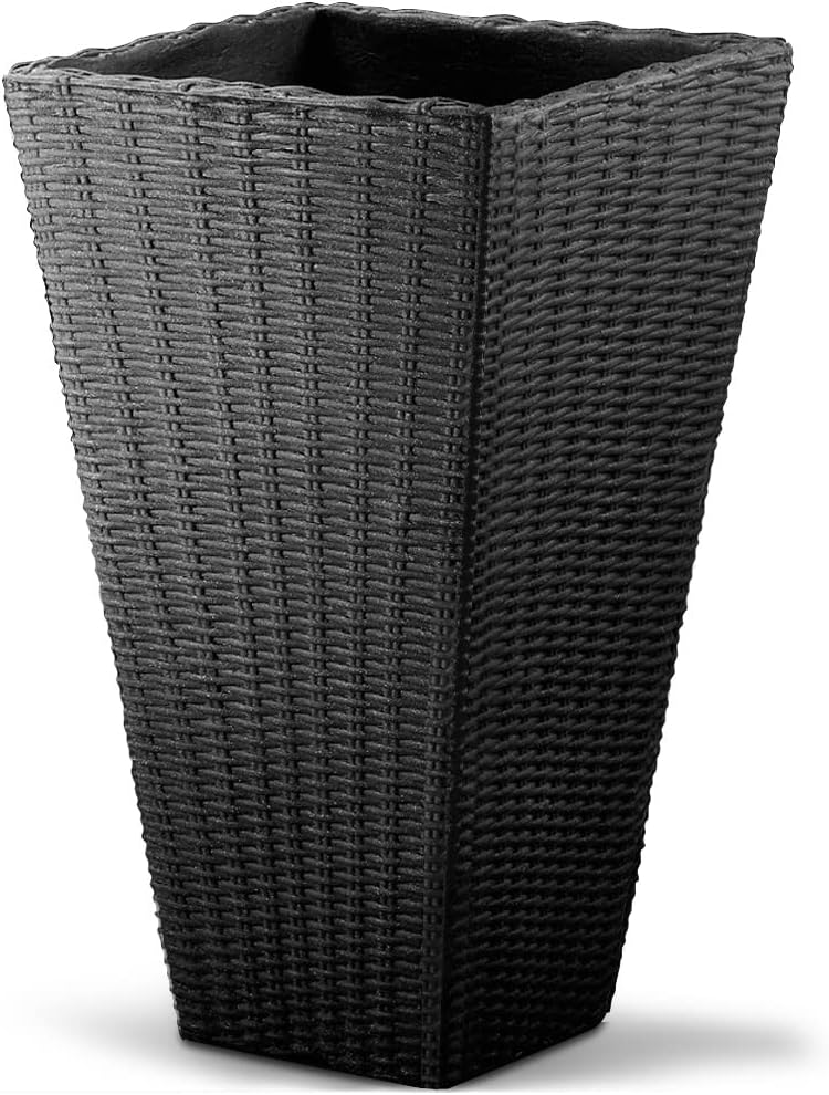 Deuba Plant Pot RattanLook Flower Plants Box 40x40x70cm Anthracite