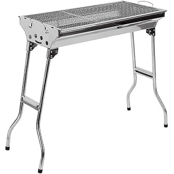charcoal grill with stand stainless steel charcoal grill foldable and portable suitable for outdoor barbecue parties of 5-10 people barbecue trolley charcoal grill 73 x 33.5 x 70 cm