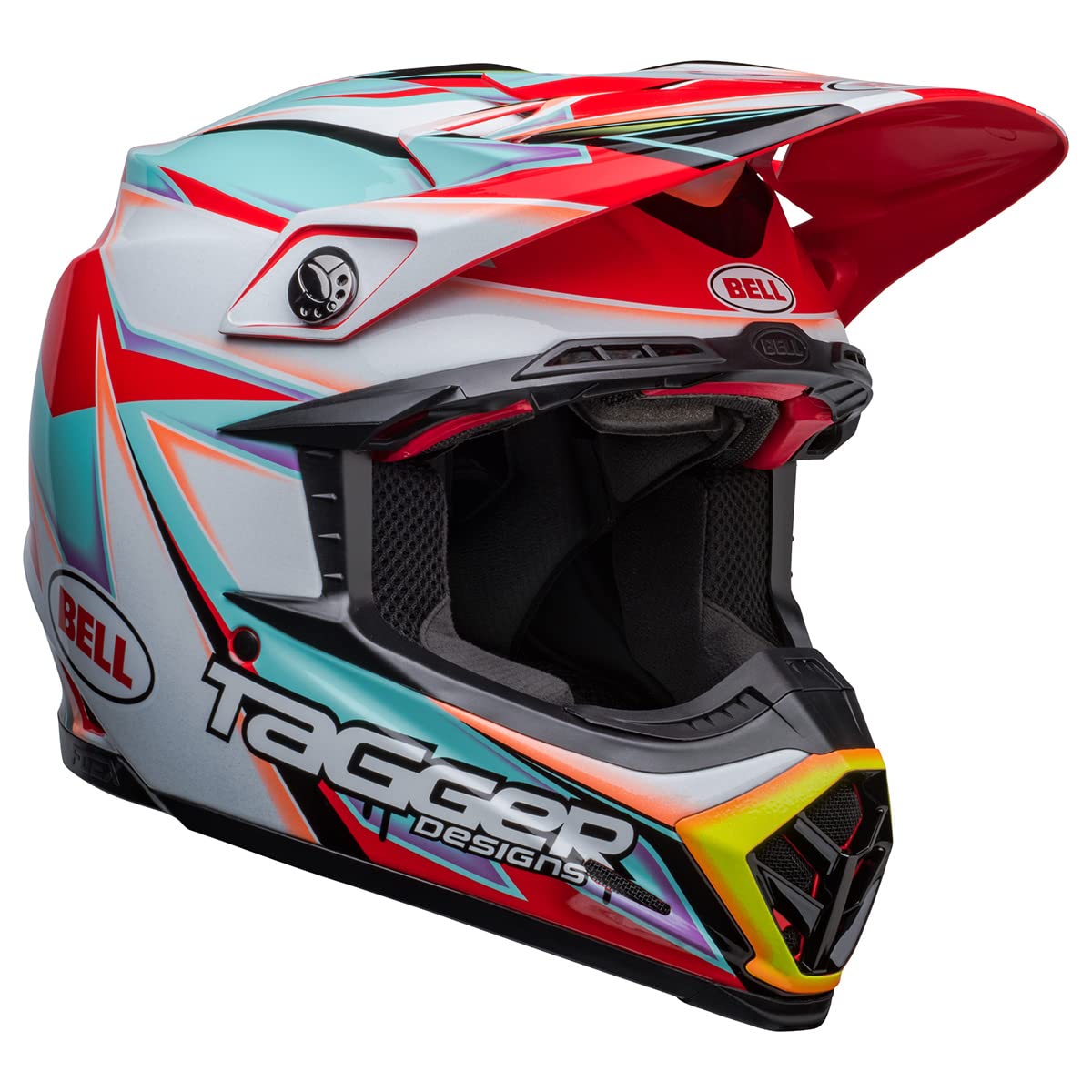BELL Moto-9S Flex Helmets (Tagger Edge Gloss White/Aqua - Medium)