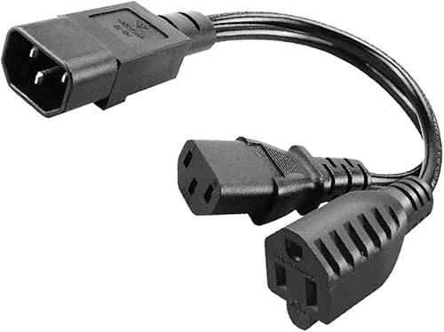 C14 a C13+NEMA 5-15R Y Splitter Cable de enchufe de alimentación, solo C14 macho a C13+Nema 5-15R Cable adaptador divisor hembra, 11.8 in