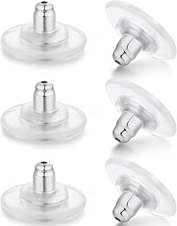 3Pairs 925 Sterling Silver Locking Earring Backs Replacements for Diamond Studs,14K White Gold Plated Hypoallergenic Secure Earring Backs (Silver)