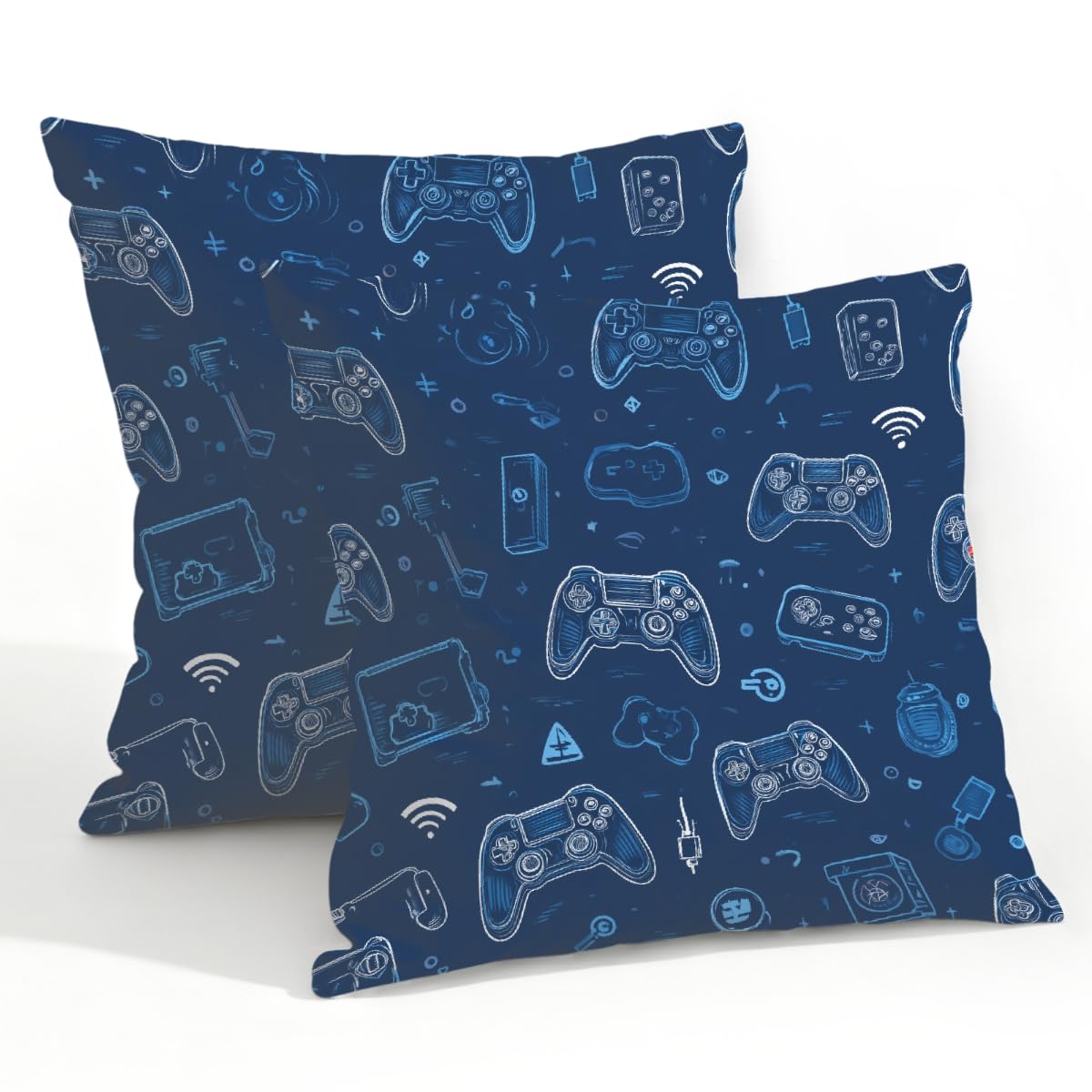 Outdoor Pillow Covers Waterproof Pillowcases 22x22in Set of 2 Gaming Controller Pattern Decorative Throw Cushion Case for Couch Sofa Garden Patio Furniture