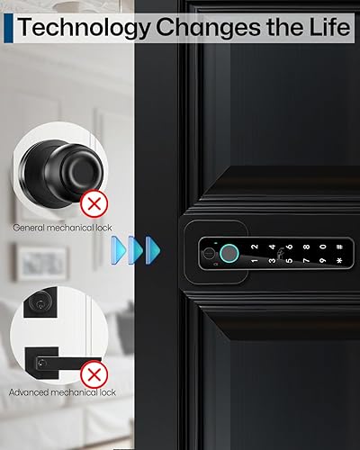 Miniatura 7 de Cerradura de puerta inteligente 5 en 1, perilla digital de entrada sin llave, control de aplicación Bluetooth, tarjeta y llave, perilla de puerta