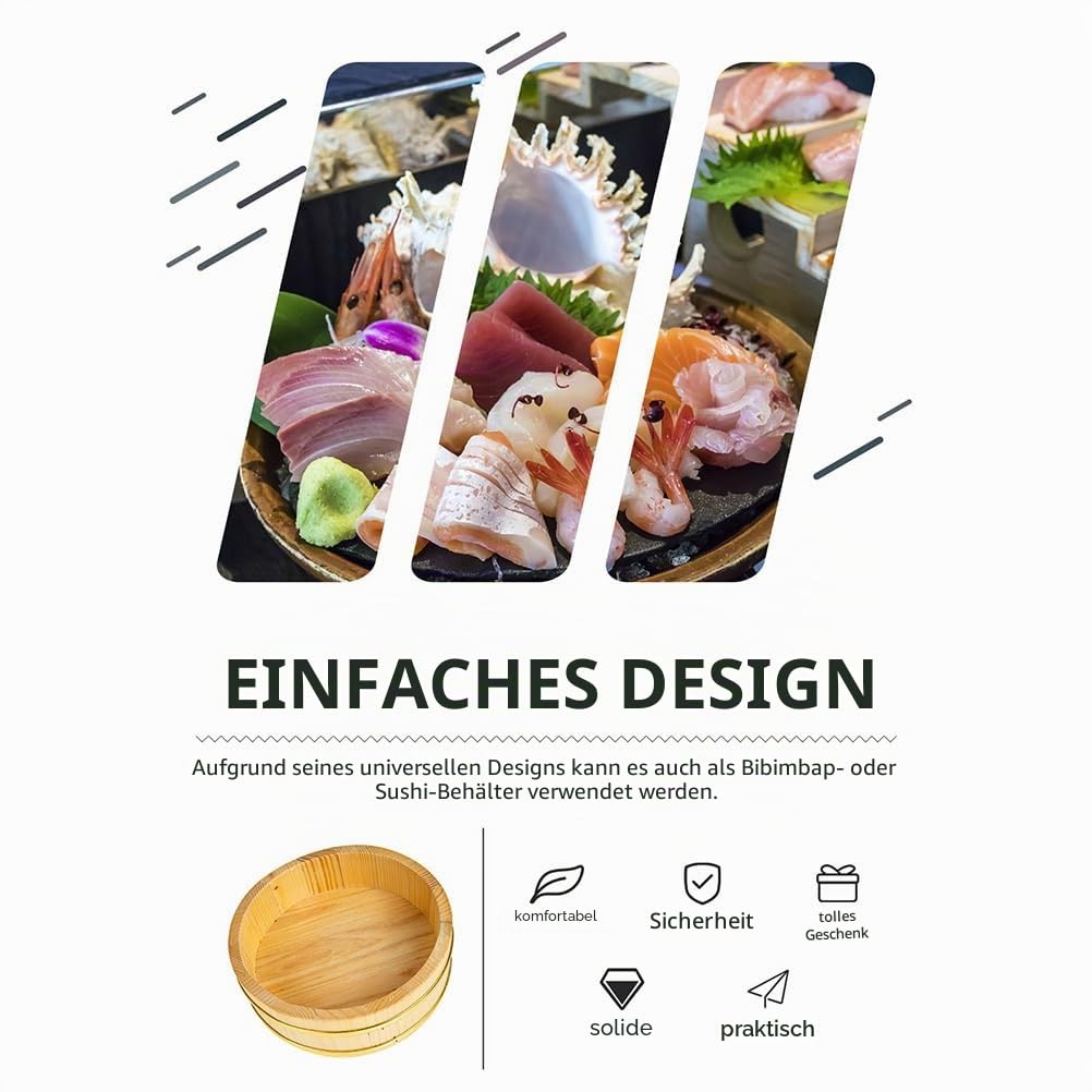 UPKOCH Japanisches Sushi Reis Fass 22Cm Aus Holz Für Sushi Reis Mischen Und Aufbewahrung Küchenhilfe Für Zuhause Und Restaurant