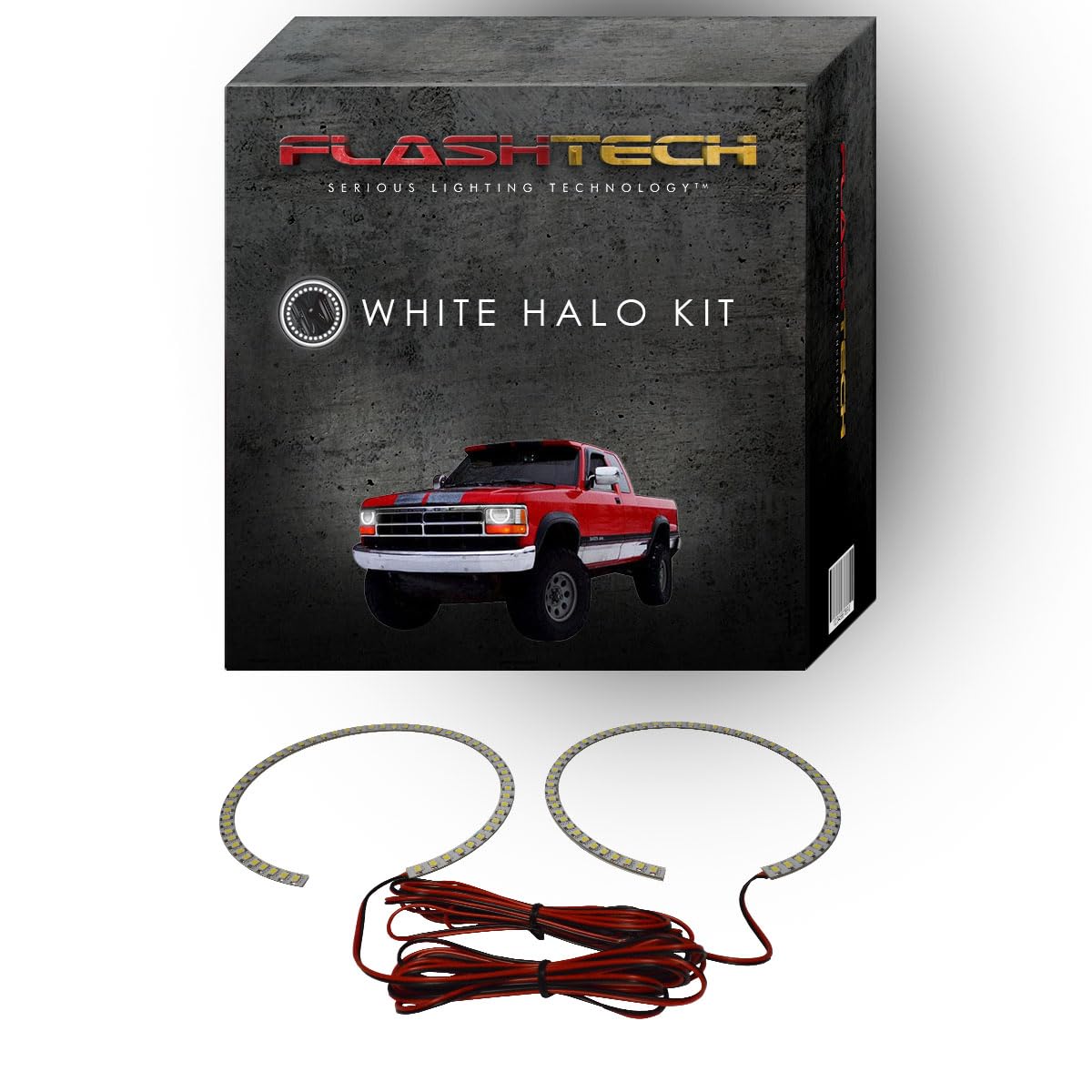 FlashtechXenon Brightest White LED Halo Ring Headlight Kit Compatible With Dodge Dakota 91-96