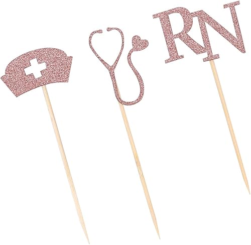 Miniatura 10 de STOBOK Cupcakes - Decoración para cupcakes, 24 piezas, para enfermeras, enfermeras, enfermeras, con temática de graduación, suministros de fiesta de