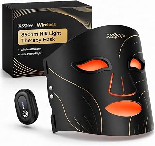 LED Maske Gesicht, Kabellos Lichttherapie Gesichtsmaske 4 Modi