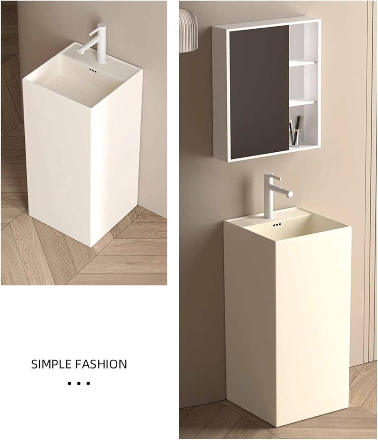 Washstand Column Washstand square pedestal pedestal Washing table, single snake mouth hole and water cutter, modern bed set bathroom sink indoor and outdoor use sink (D) (B)