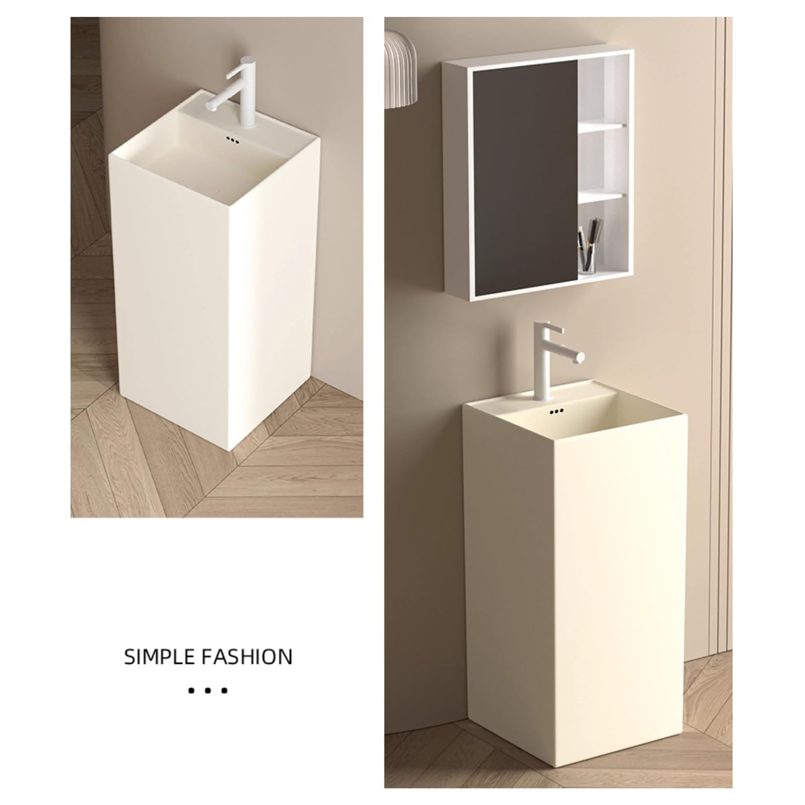 Fregadero cuadrado, lavabo de cerámica con agujero de desbordamiento y drenador, tamaño B-único, B-One Size