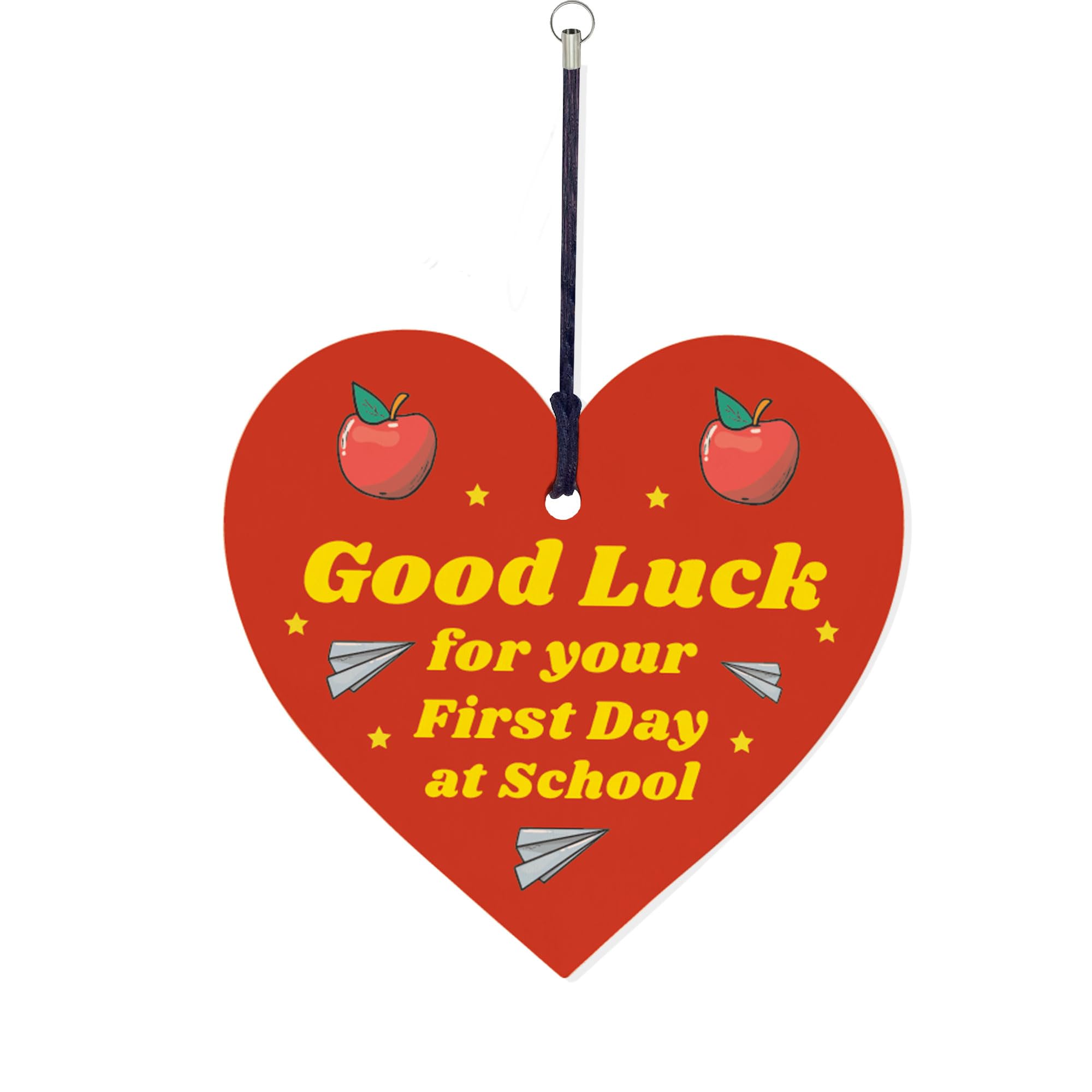 RED OCEAN 1st Day At School Pre School Gift Wooden Heart Keyring Daughter Son Good Luck Gift For Grandson Granddaughter Back To School Gifts