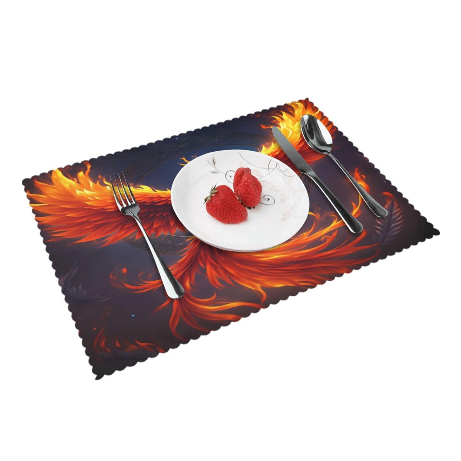 Phoenix Flame Placemats Set of 4 Print Table Mats Place Mats Table Decor for Kitchen Dining 12X18 in