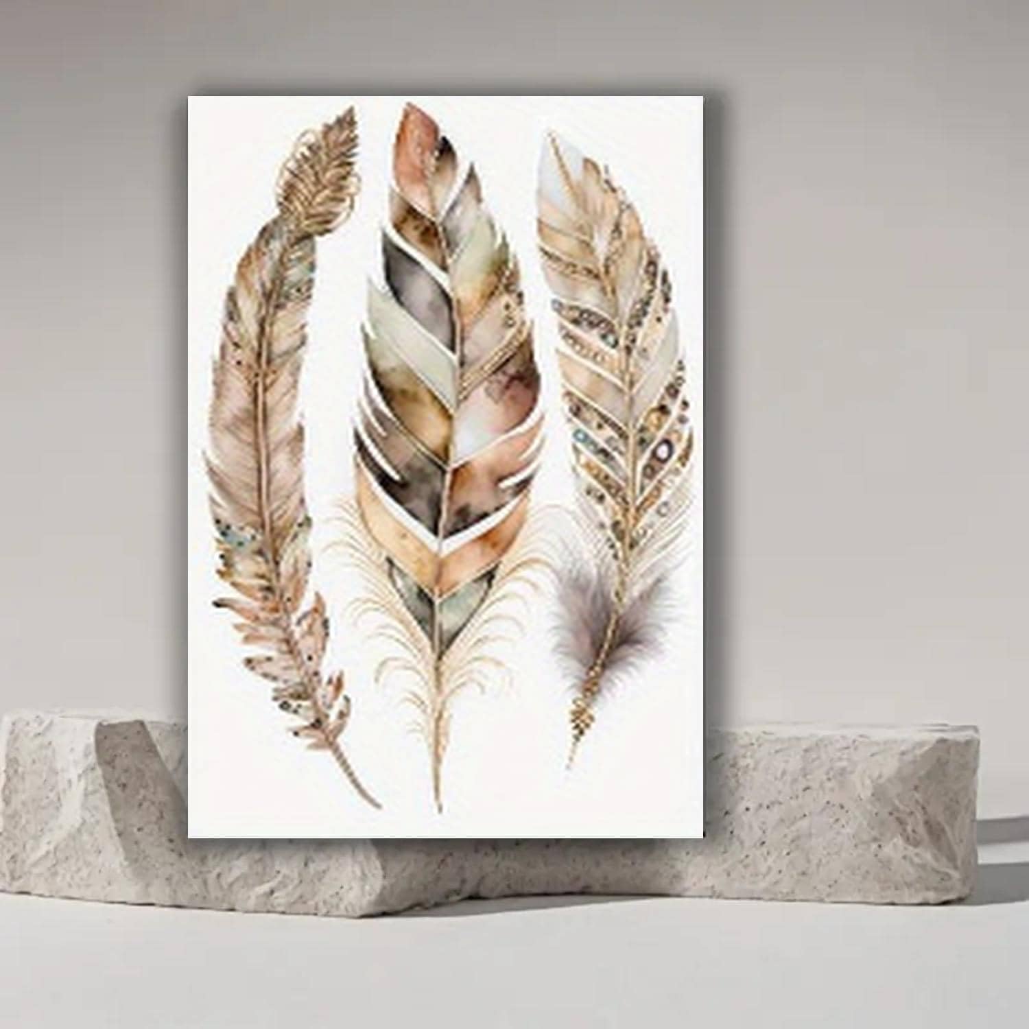 GKRXNZC Religious Style Decor, Tree Of Life With Dream Catcher And Feathers, Spiritual Art Gift, Unique Home Decor, for Living Room(35x45cm/14x22in(WxH)/No frame)