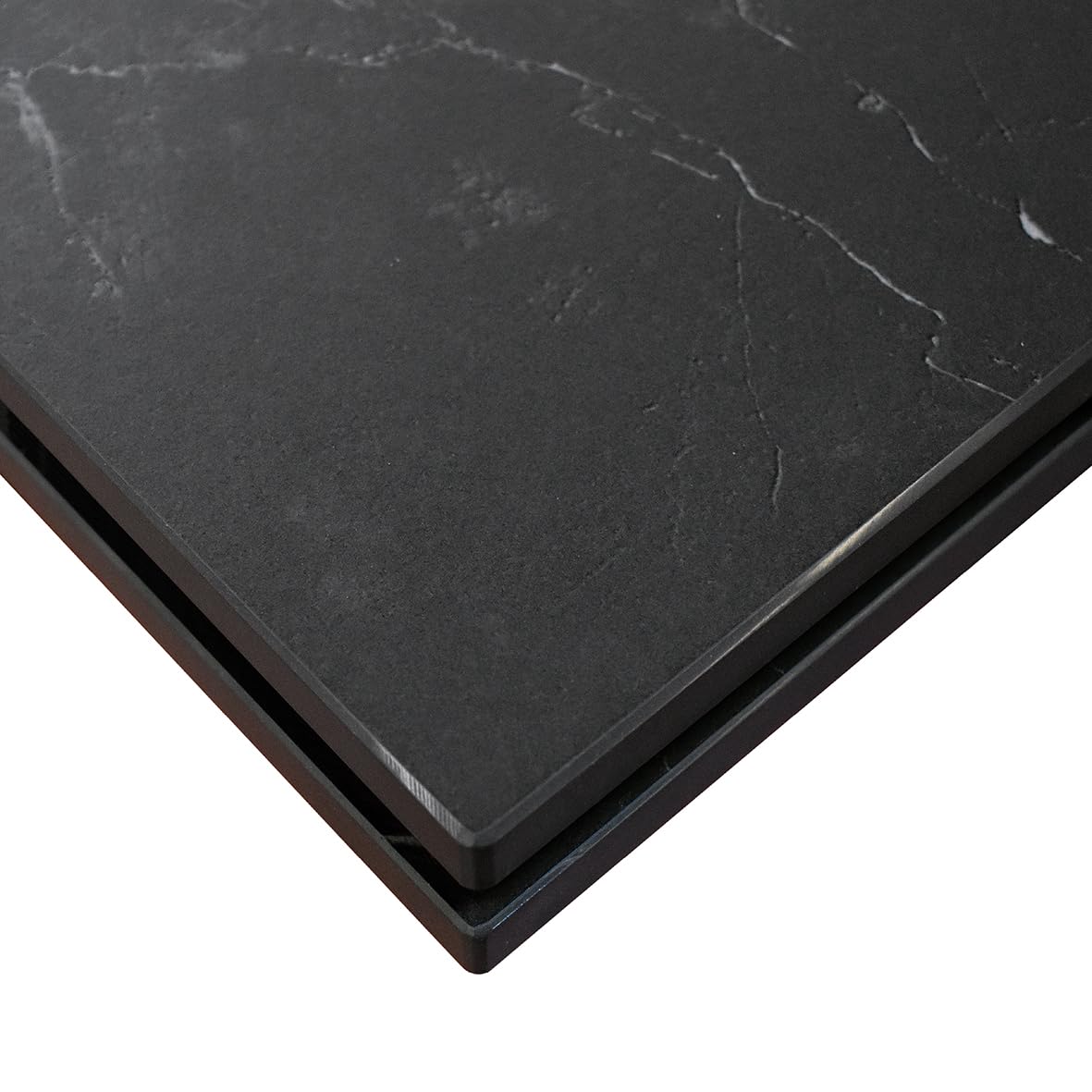 PAZZO DESIGN Tavolo Allungabile Eugenio, Piano Ceramica Calacatta Nero Lux, Gambe in Metallo Incrociate Nere, Cucina, Salotto, Ceramica, 160 x 90 x h76 cm - id_2287