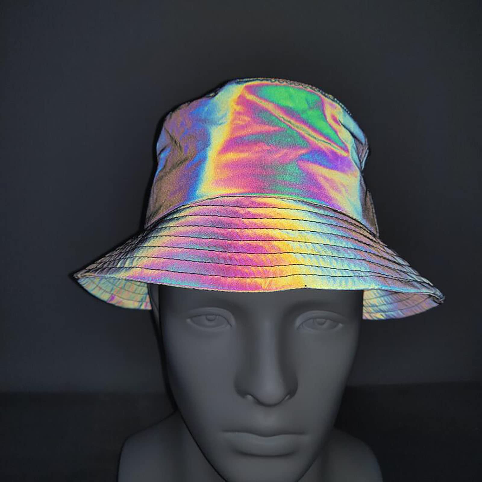 Chapeaux de Seau Réfléchissants Crème Solaire Panama Chapeau Hommes Sunbonnet Chapeau de Pêcheur en Plein Air Chapeau de Plage Hip Hop,Reflective,58cm/22.8in