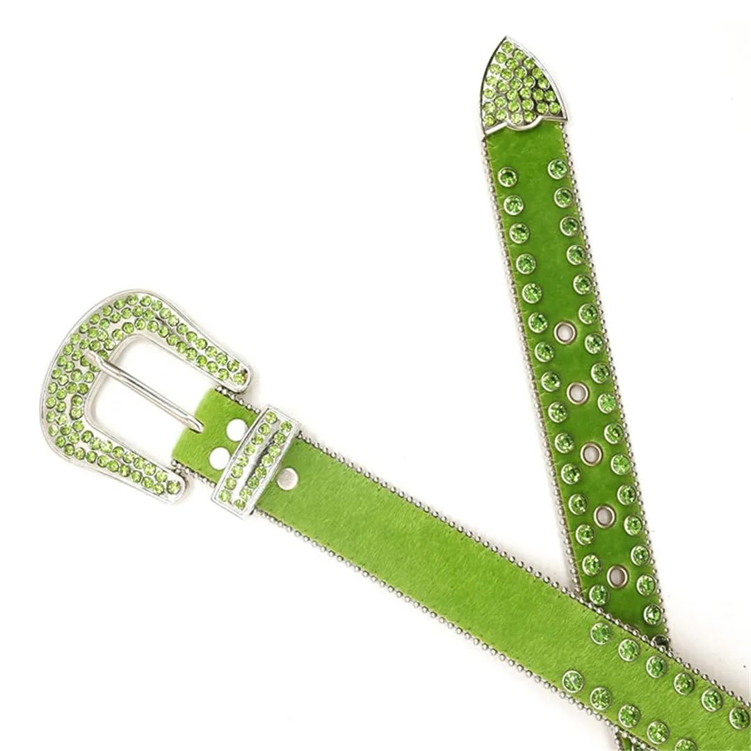 Cinturón de piel suave con diamantes de imitación para mujer, con hebilla, para fiesta, discoteca, vestido, hebilla