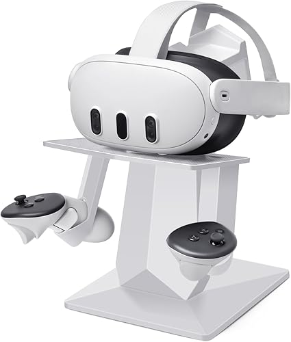 VR Stand Compatible with Meta Quest 3Meta Quest 2, Headset Display Holder, and Controller Mount Station, with More Stable and Heavy Base, Mount