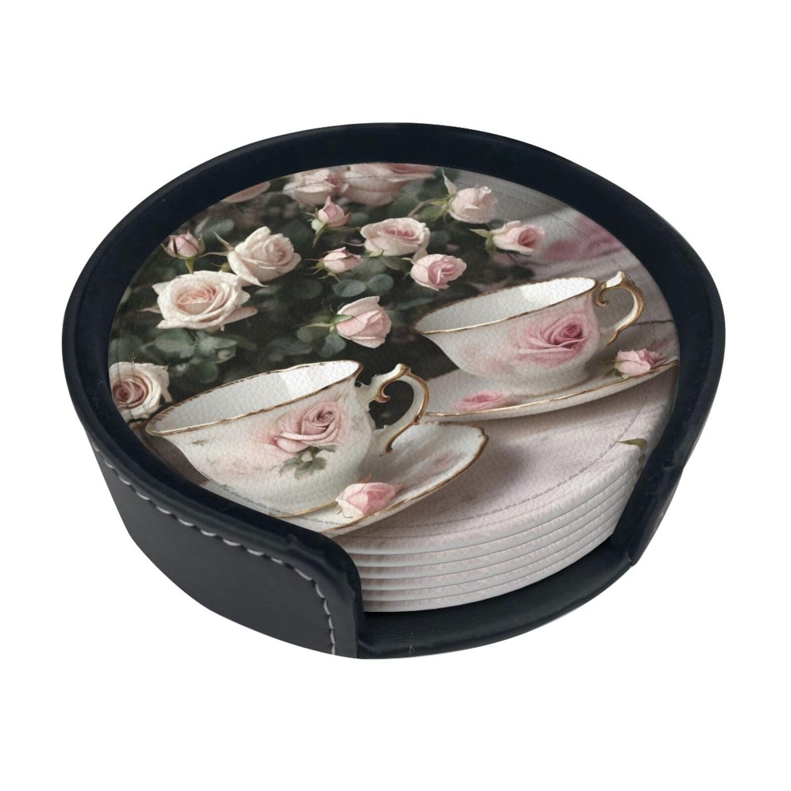 Lot de 6 tasses à thé roses shabby romantique en polyuréthane pour cadeau éléphant blanc