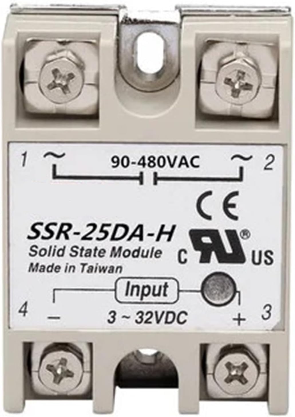 SSR-10DA-H SSR-25DA-H SSR-40DA-H SSR-50DA-H SSR-60DA-H SSR-75DA-H Solid State Relay Module 4-32V Input 90-480V AC(SSR-100DA-H)