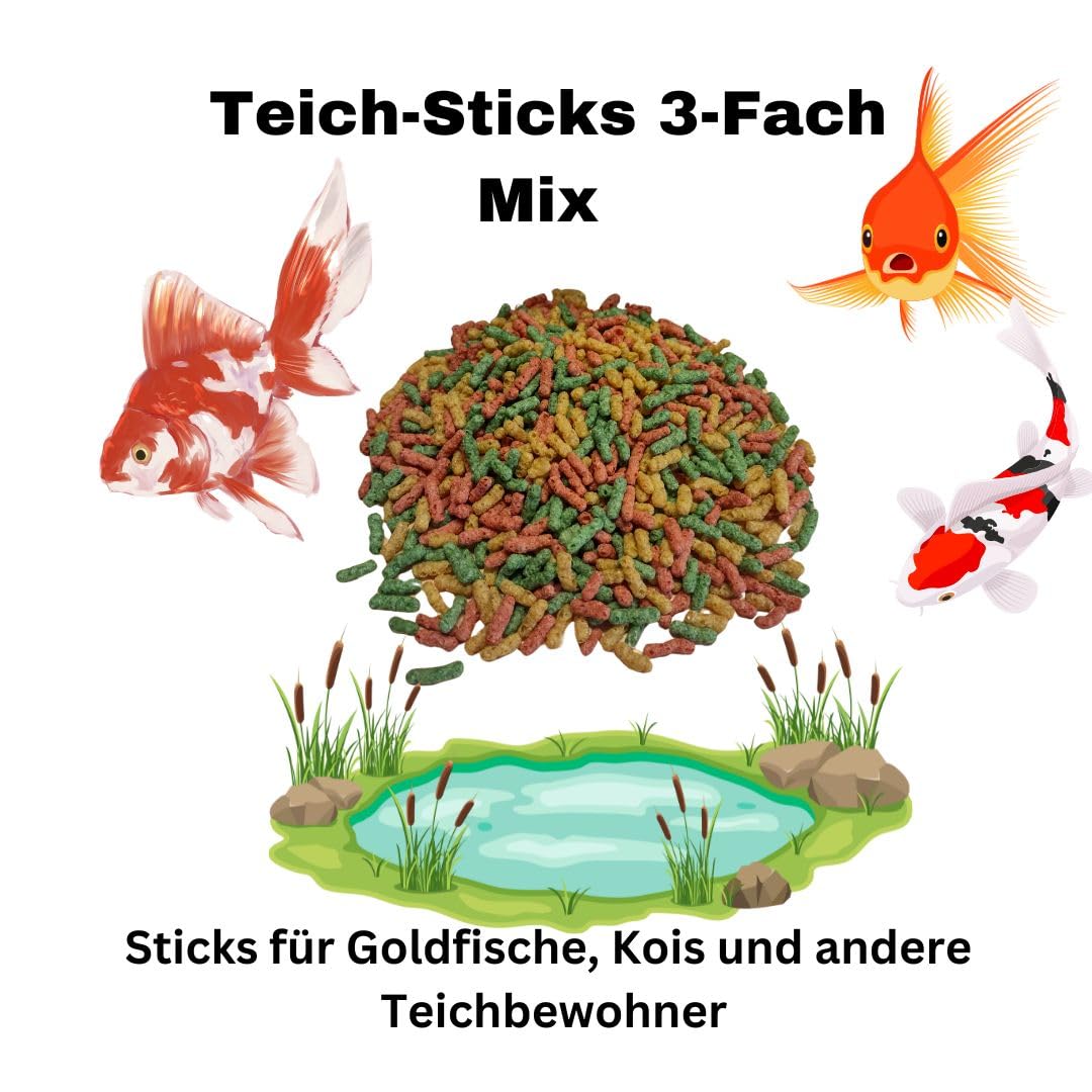 LUKRA Nourriture pour Poissons de Bassin - Mélange de 3 Variétés - 4,2 kg - Environ 35 l - Pour Poissons Rouges, Koï et Autres Animaux de Bassin - Flotte Longtemps à la Surface - 700 ml (Lot de 10)