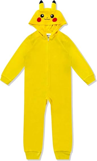 Pokemon Kids Onesie Pajamas - Pikachu & Charmander Boys Long Sleeve Zip Up Hooded Blanket Sleep, One Piece Costume - Official