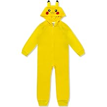 Pokemon Kids Onesie Pajamas - Pikachu & Charmander Boys Long Sleeve Zip Up Hooded Blanket Sleep, One Piece Costume - Official