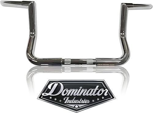 Dominator Industries Manillar Bagger Ape de corte inglete de 1 1/4 pulgadas, elevación de 10 pulgadas, cromado compatible con Electra Glide (FLH),