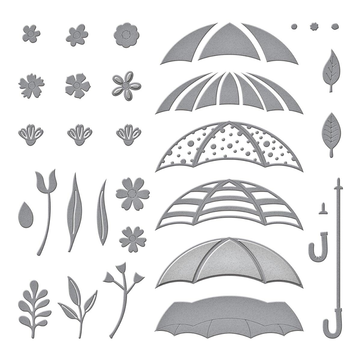 Spellbinders Parapluie Bloom - Matrice De Découpe Pour Scrapbooking - Motif Parapluie Et Fleurs