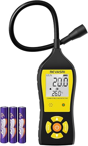 Detector de fugas de gas portátil para gas natural, GNL, GLP con alarma audible, visual y de vibración, pantalla de concentración de gas en tiempo