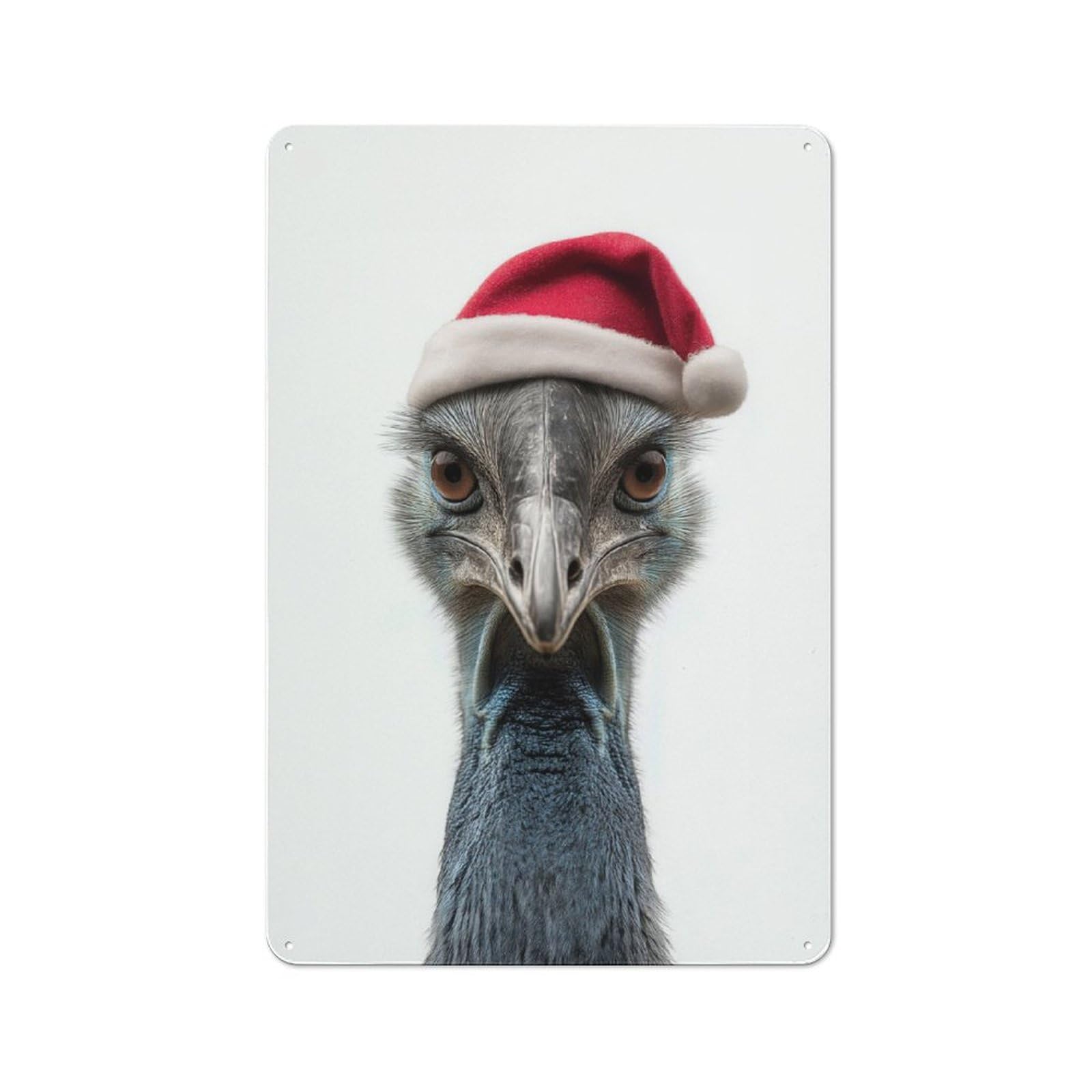 Junmoney Festive Cassowary Portrait Retro-Style Metal Plaque 30X20cm For Garage Or Workshop, For Garage, Workshop And Man Cave Decoration