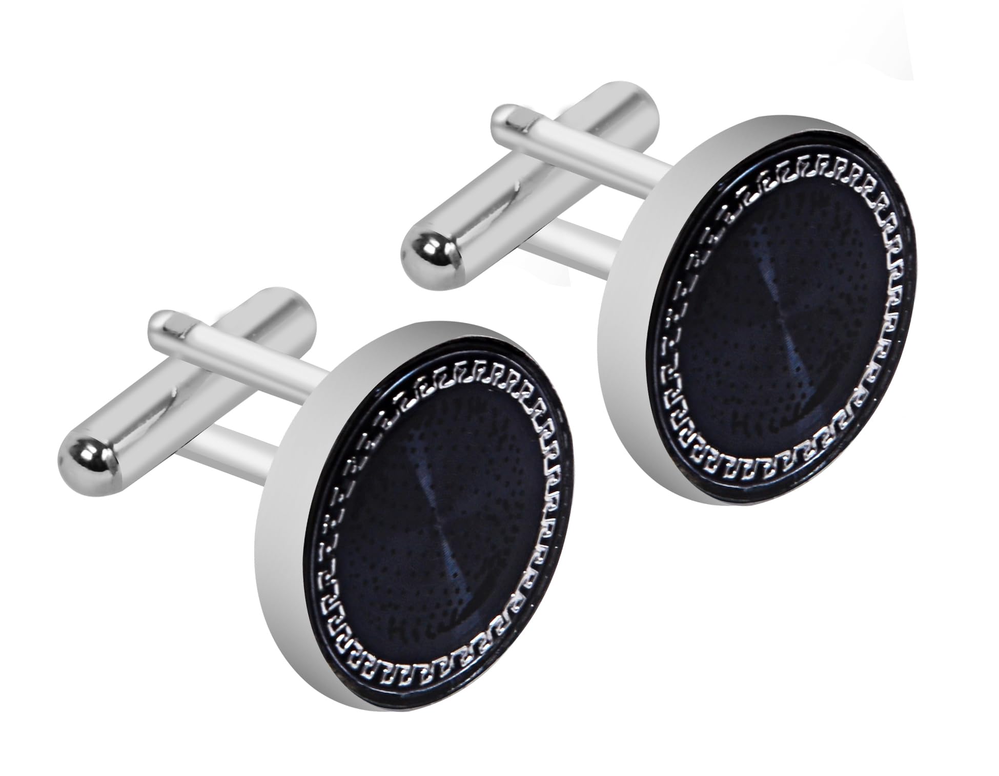 Exotica FashionsBrass Cufflink Set | EFCUFF-M-243-Silver Blue