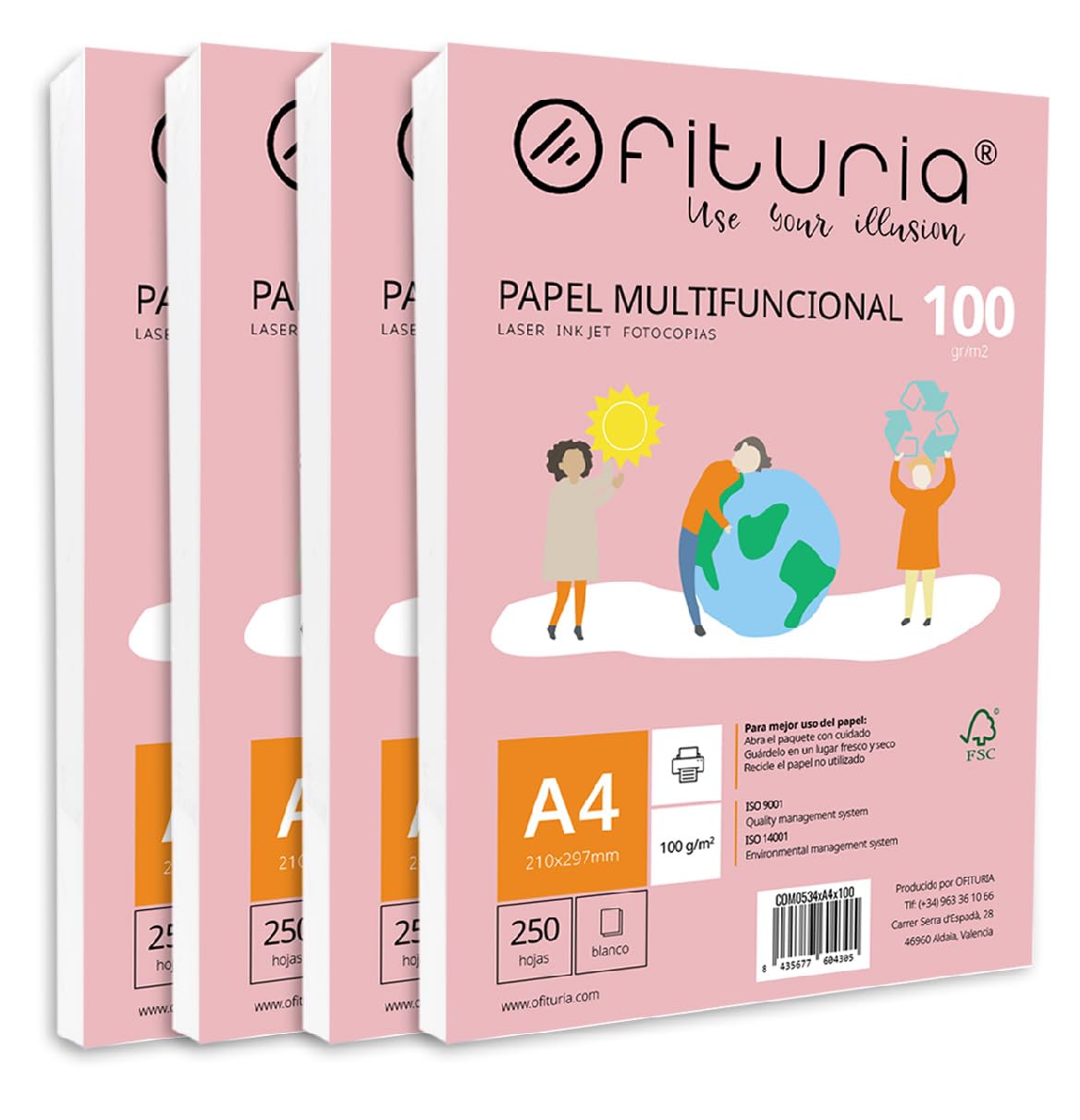 A4 100g Paper Pack with 1000 White Sheets, Multifunctional Paper for School Use and Work Environments - Ideal for Laser, Inkjet or Copier Printers - Ofituria