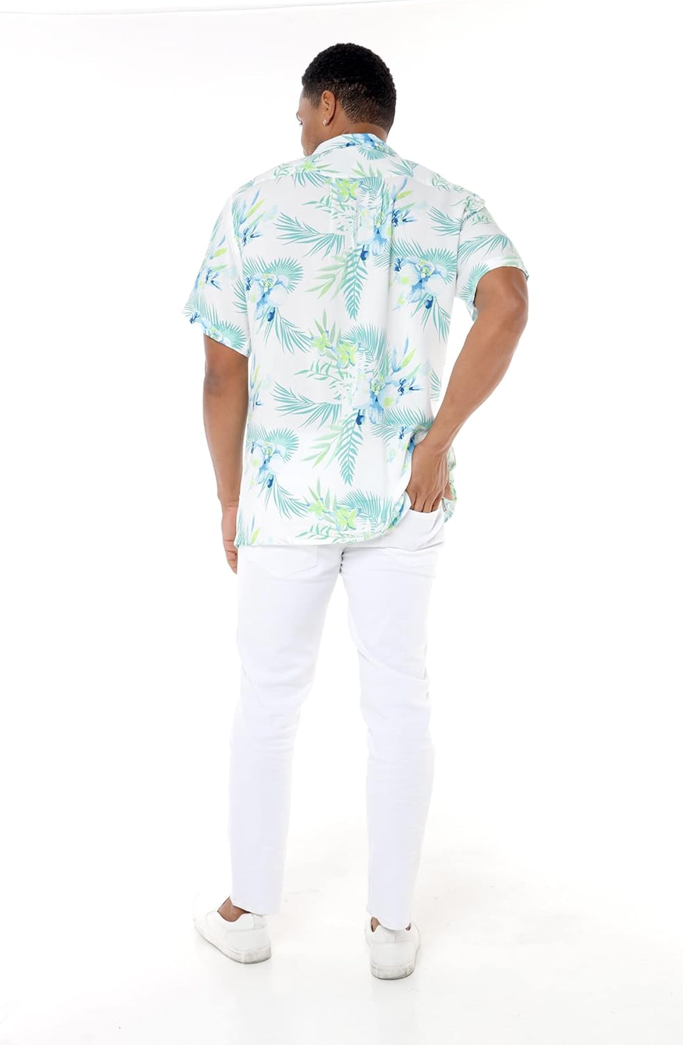 Matchable Hawaiian Luau Father Son Men Aloha Shirt or Boy Aloha Shirt in Orchid Breeze White