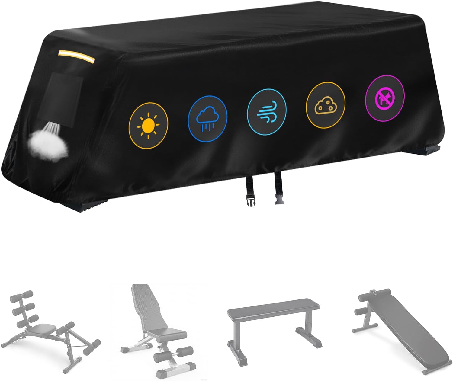 Weight Bench Cover, Heavy Duty 420D Oxford Exercise Workout Bench Cover Waterproof Outdoor，Home Gym All-weather Protective Covers Fit for Sit-up Board Flat Lifting Benches and Fitness Equipment Indoor