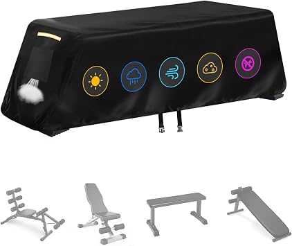 Weight Bench Cover, Heavy Duty 420D Oxford Exercise Workout Bench Cover Waterproof Outdoor,Home Gym All-weather Protective Covers Fit for Sit-up Board Flat Lifting Benches and Fitness Equipment Indoor