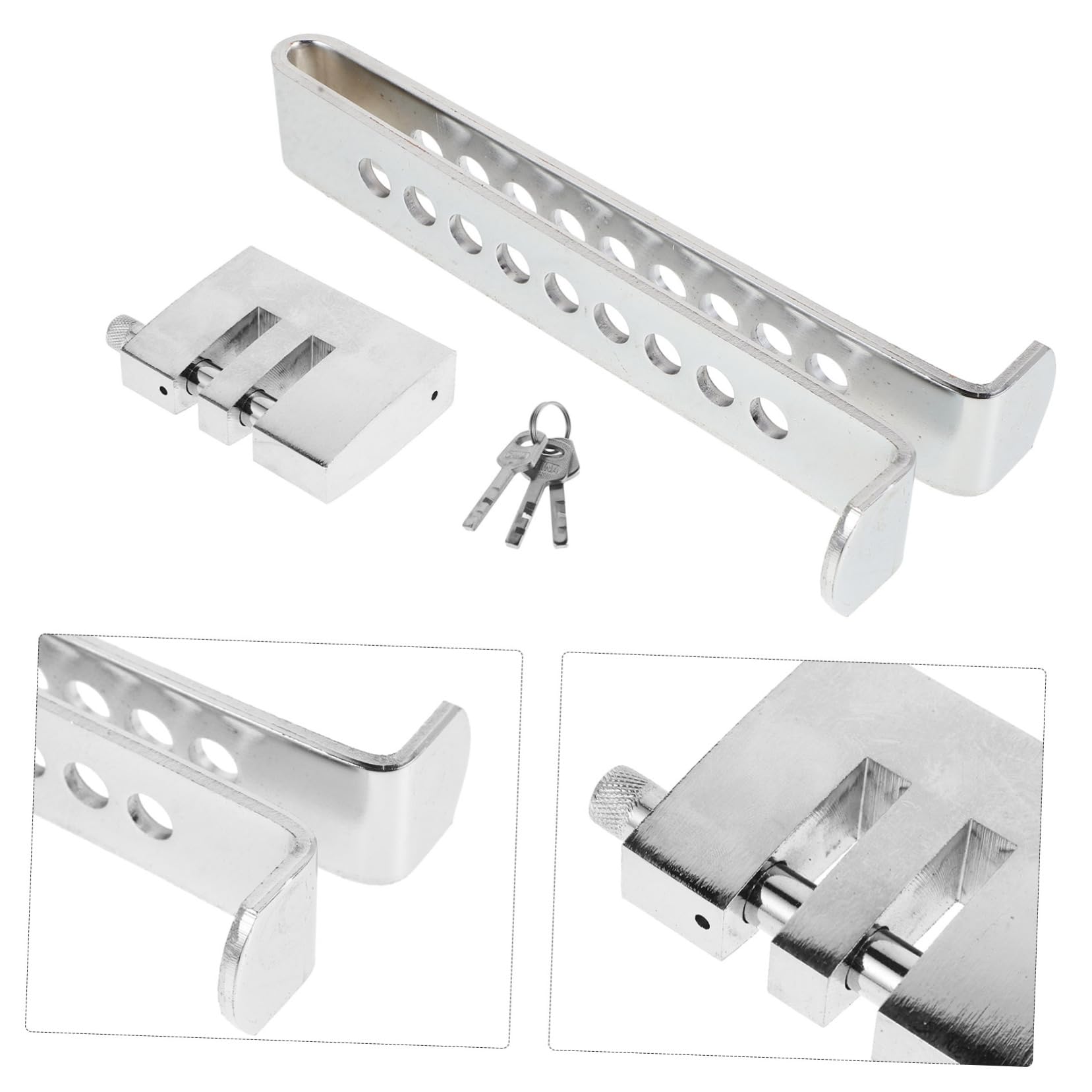 Antivol de Volant de Voiture U en Fer Réglable Rétractable Argenté | Sécurité Auto, pour Volant et Frein, Design Multifonction, Format Ajustable, Structure Robuste