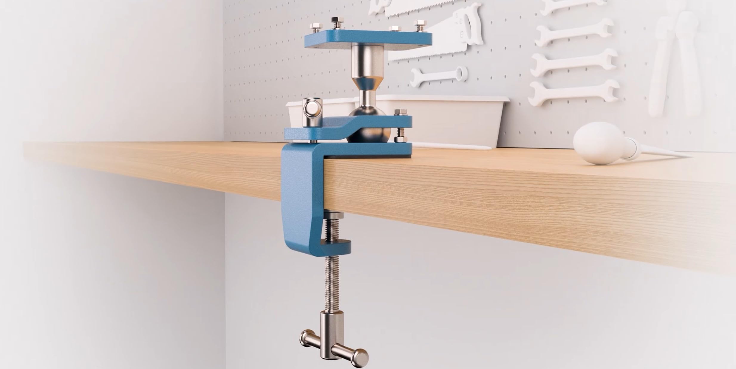HEUER Abrazadera de bola – para tornillo de banco 100 mm/Compact 120 (dimensiones 12 x 8 x 28 cm, peso 2,8 kg, acero recubierto de polvo, azul) 119110