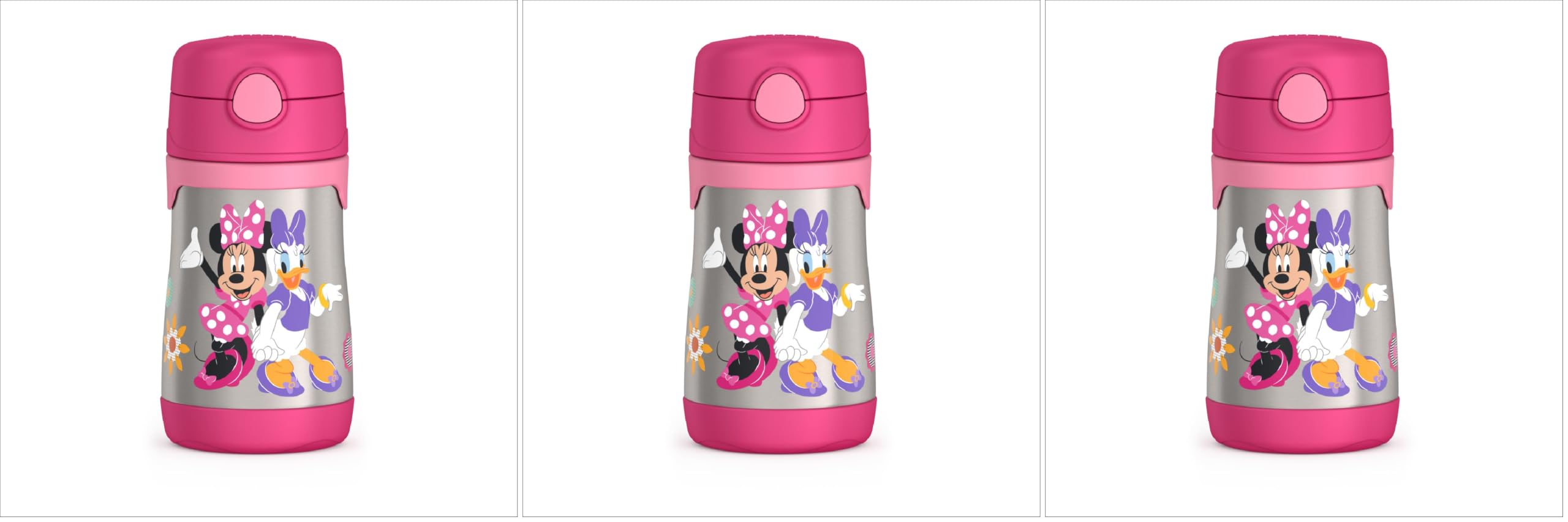 THERMOS Vacuum Insulated Stainless Steel 10oz Straw Bottle, MINNIE MOUSE (Pack of 3)