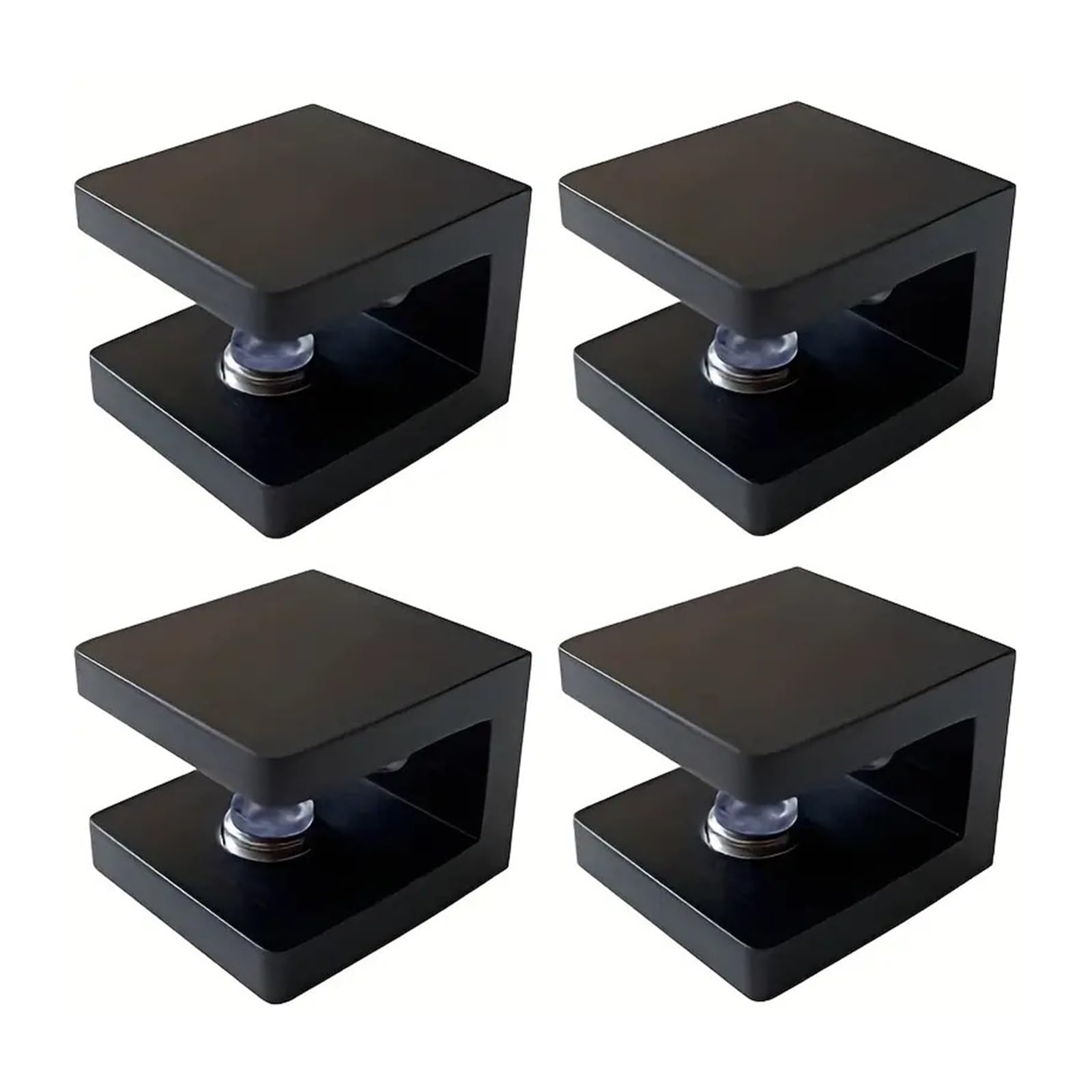 8pcs Aluminum Glass Clamps Shelves Holder Corner Bracket Square Clips Black