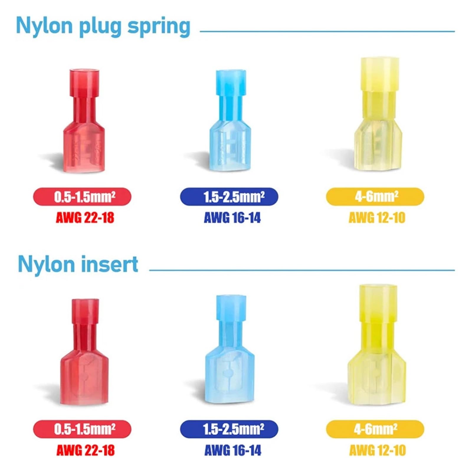 Paquete de 100 conectores de cable, terminales de engarce eléctrico en frío de nailon de pala macho y hembra completamente aislados, desconexión rápida(Yellow Male 100PCS)