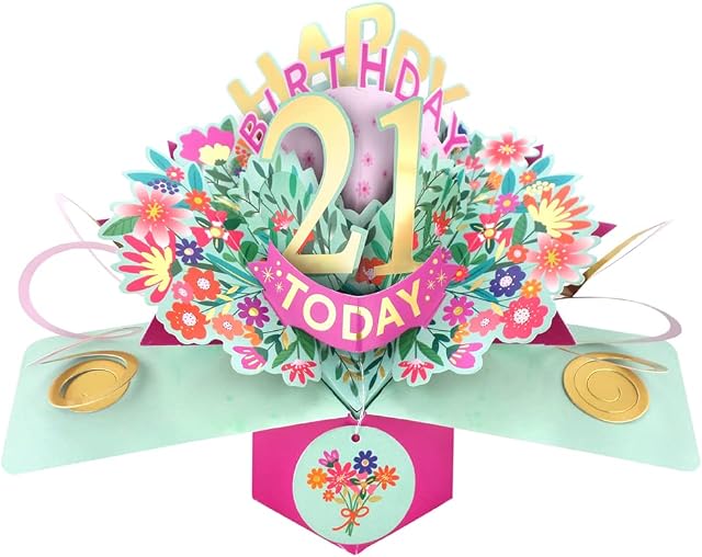 Happy 21st Birthday 21 Today Pop-Up Greeting Card Love Kate's Pop Up Cards Her POP215MC21 POP215MC21