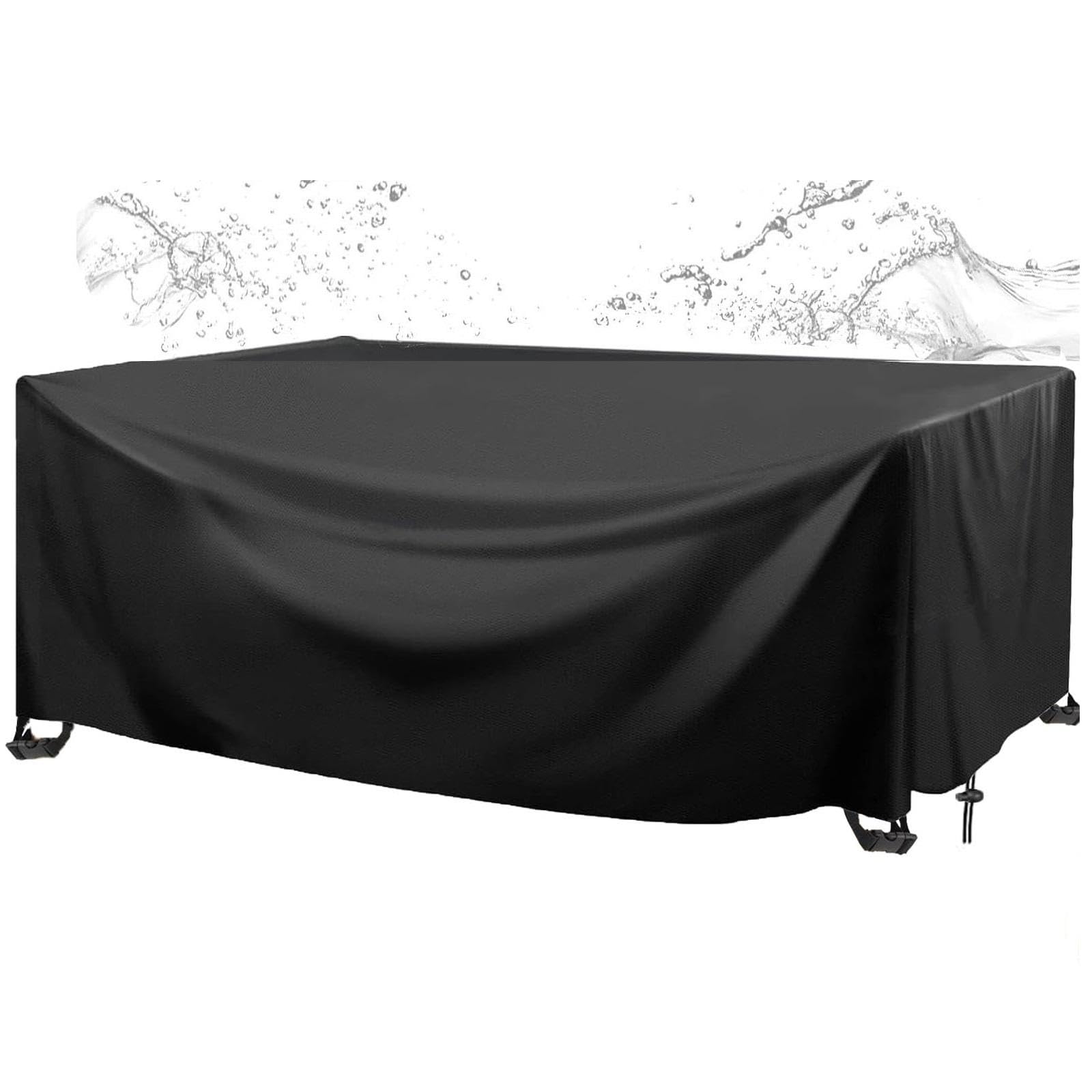 HOLEILUCK Schutzhülle Für Gartenmöbel Abdeckungen Für Gartenmöbel 405x145x80cm Abdeckplane Gartentisch Verbessertes Schwerlast 600d Oxford Gewebe Abdeckung Gartenmöbel Winterfest Multi-größe -Schwarz