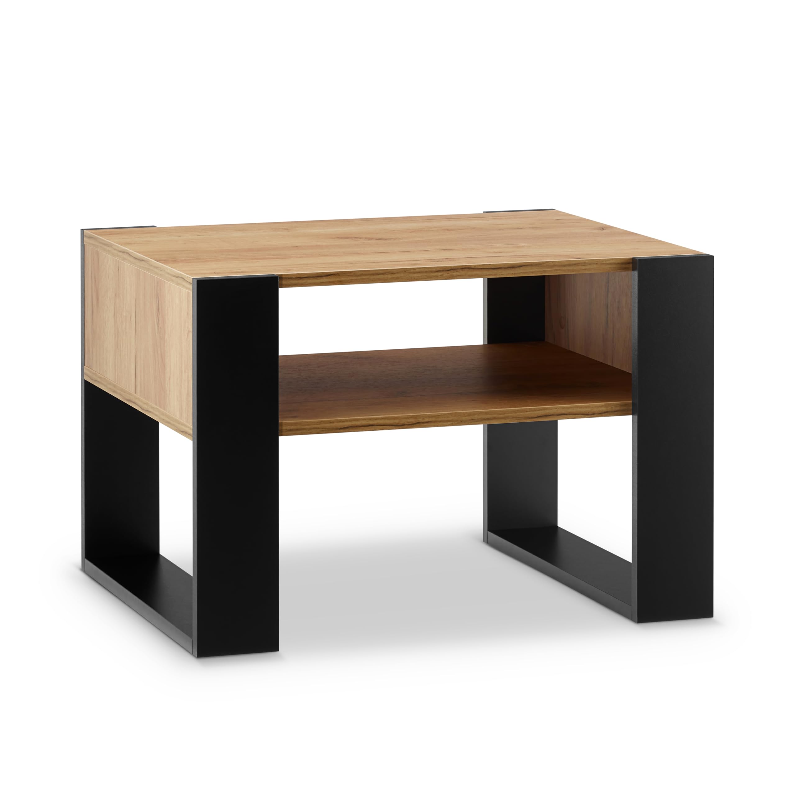 defiPad Wohnzimmertisch für Couch | Klein Couchtisch Schwarz Eiche mit Stauraum | Modern Tisch Wohnzimmer | Coffee Table | Kleiner Tisch | 65CM Breite Kaffeetisch | Stabil Stubentisch