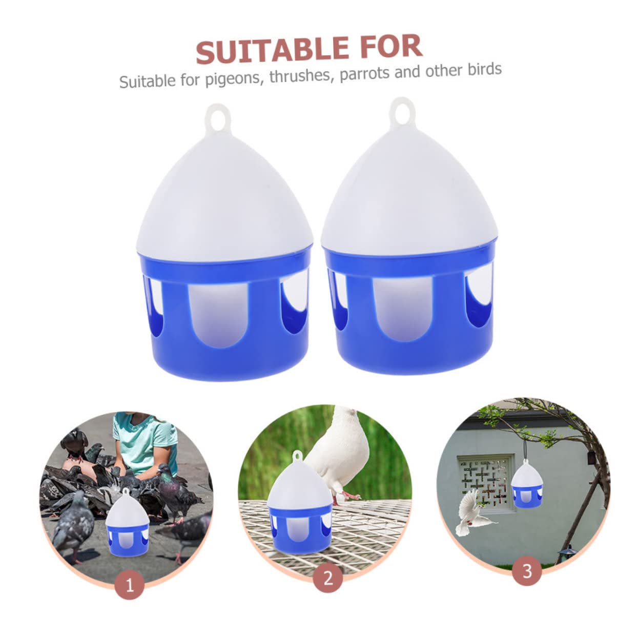 Mangeoire à Pigeons Portable Réutilisable 2 Pièces PVC 2l