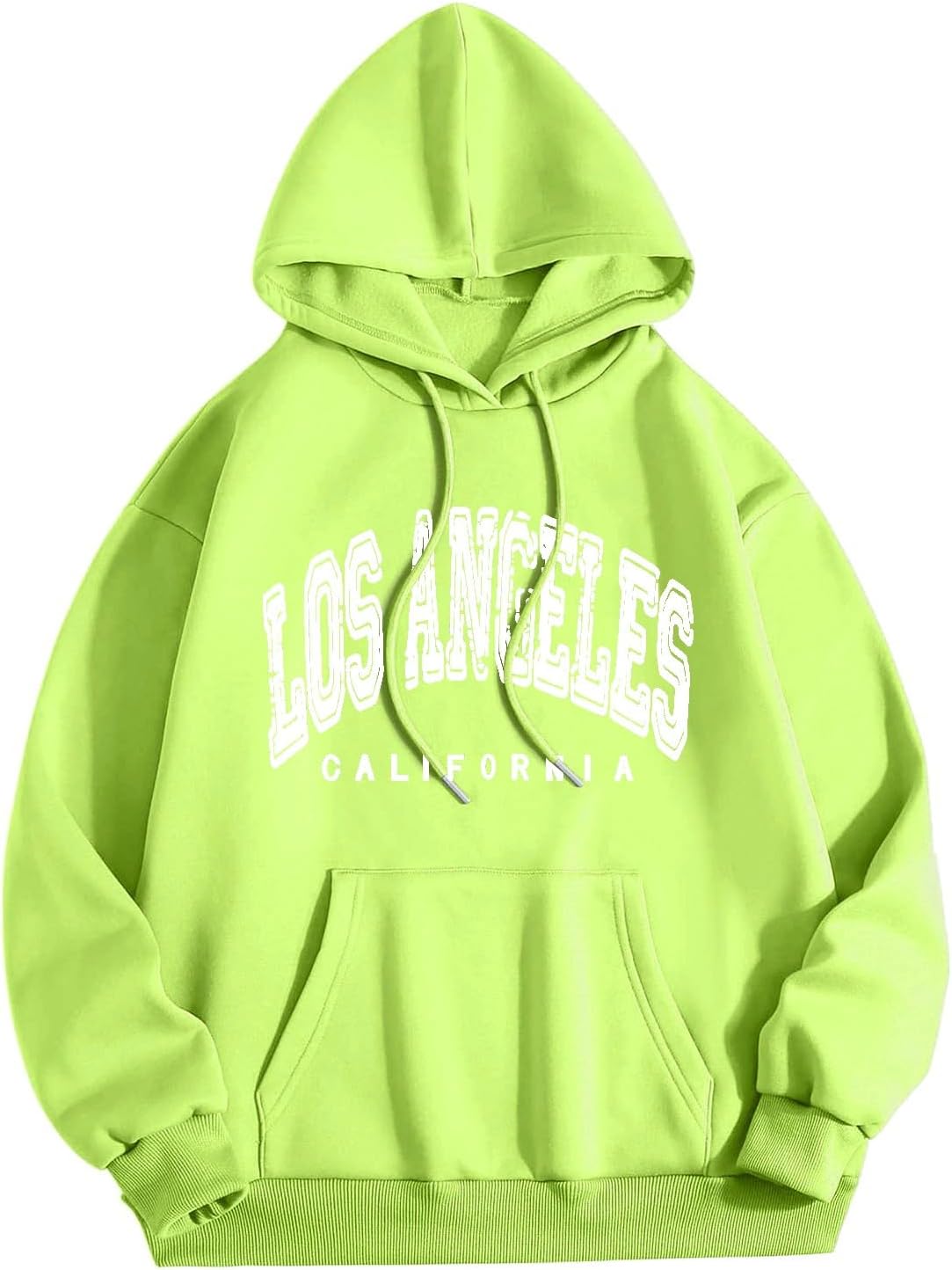 XINSHIDE Hoodies for Women Los Angeles Letter Print Sweatshirt Drawstring Long Sleeve Pullover Casual Tops with Pocket Under 10 Dollar Items (Mint Green,L)
