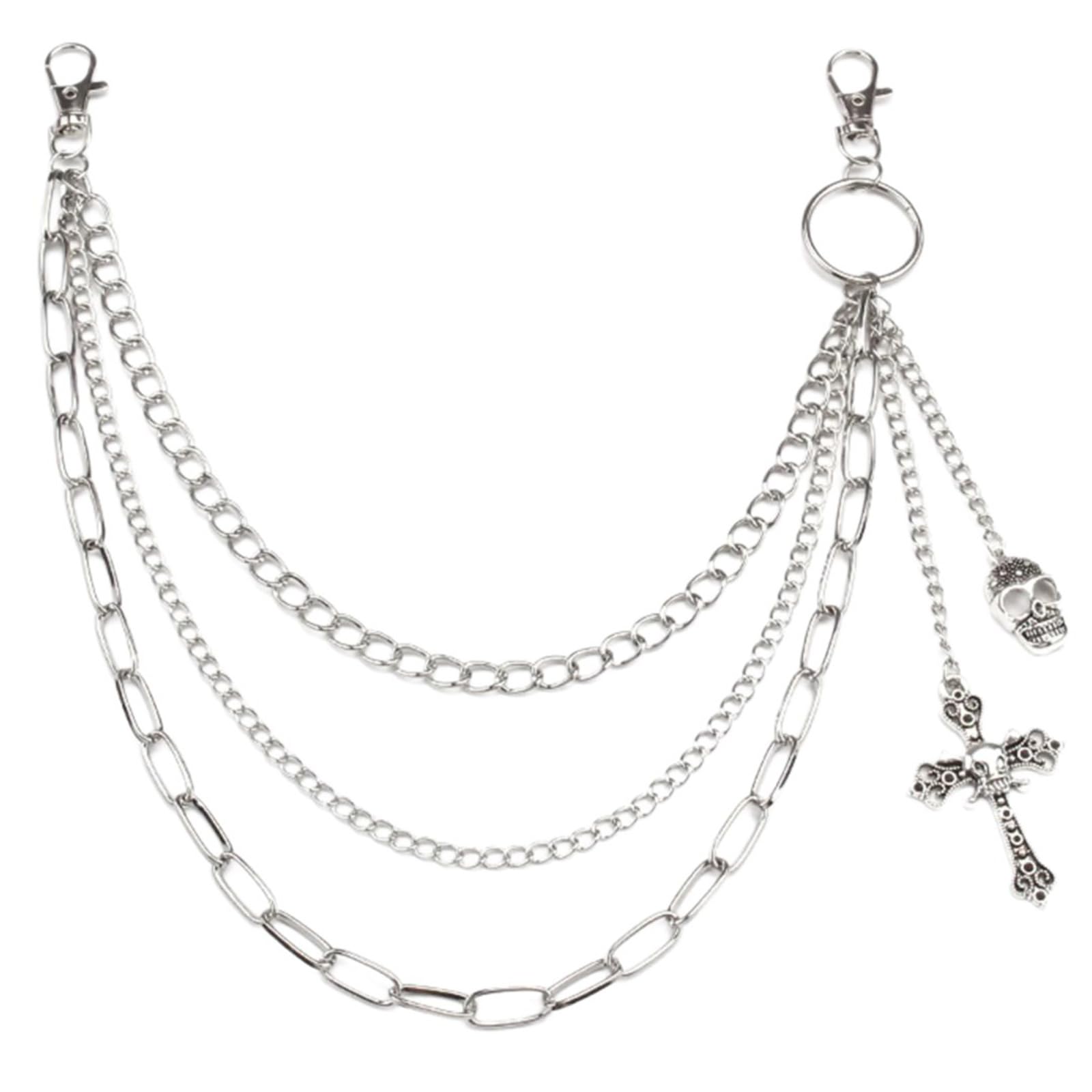 Cadena corporal multicapa para bolsos de mano y vaqueros punk de chica 7