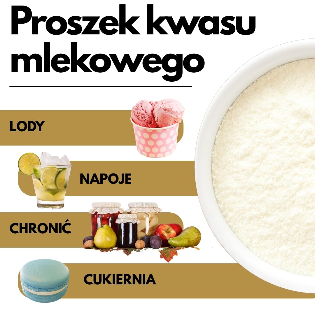 SaporePuro Kwas Mlekowy w Proszku 80 g – Czysta Jakość Spożywcza – Do Piekarnictwa, Nabiału, Napojów Fermentowanych i Zastosowań Kosmetycznych