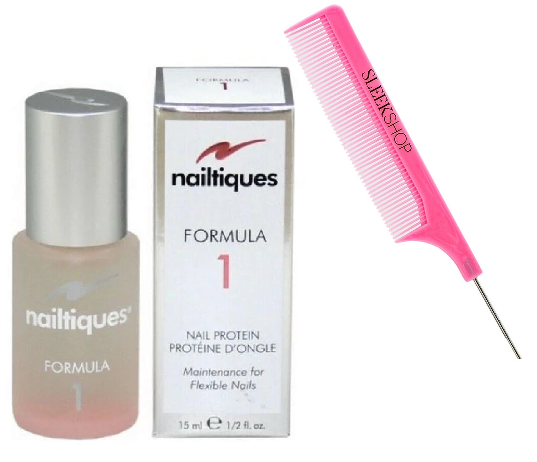 yper N𝐚iltiqu𝐞𝐬 Formula 1 Nail Protein Treatment - Nail Strengthener for Maintenance for Flexible Nails (w/SIeekshop Pink Comb) (FORMULA 1 (1/2 oz