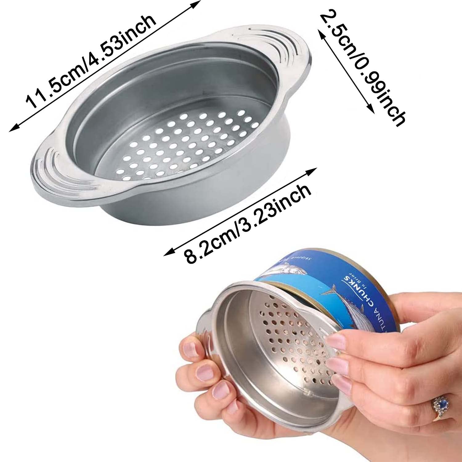 Keissco Passoire En Acier Inoxydable Pour Canettes De Nourriture Avec Couvercle De Presse à Thon - Design Unique Sans Désordre - Passe Au Lave-vaisselle